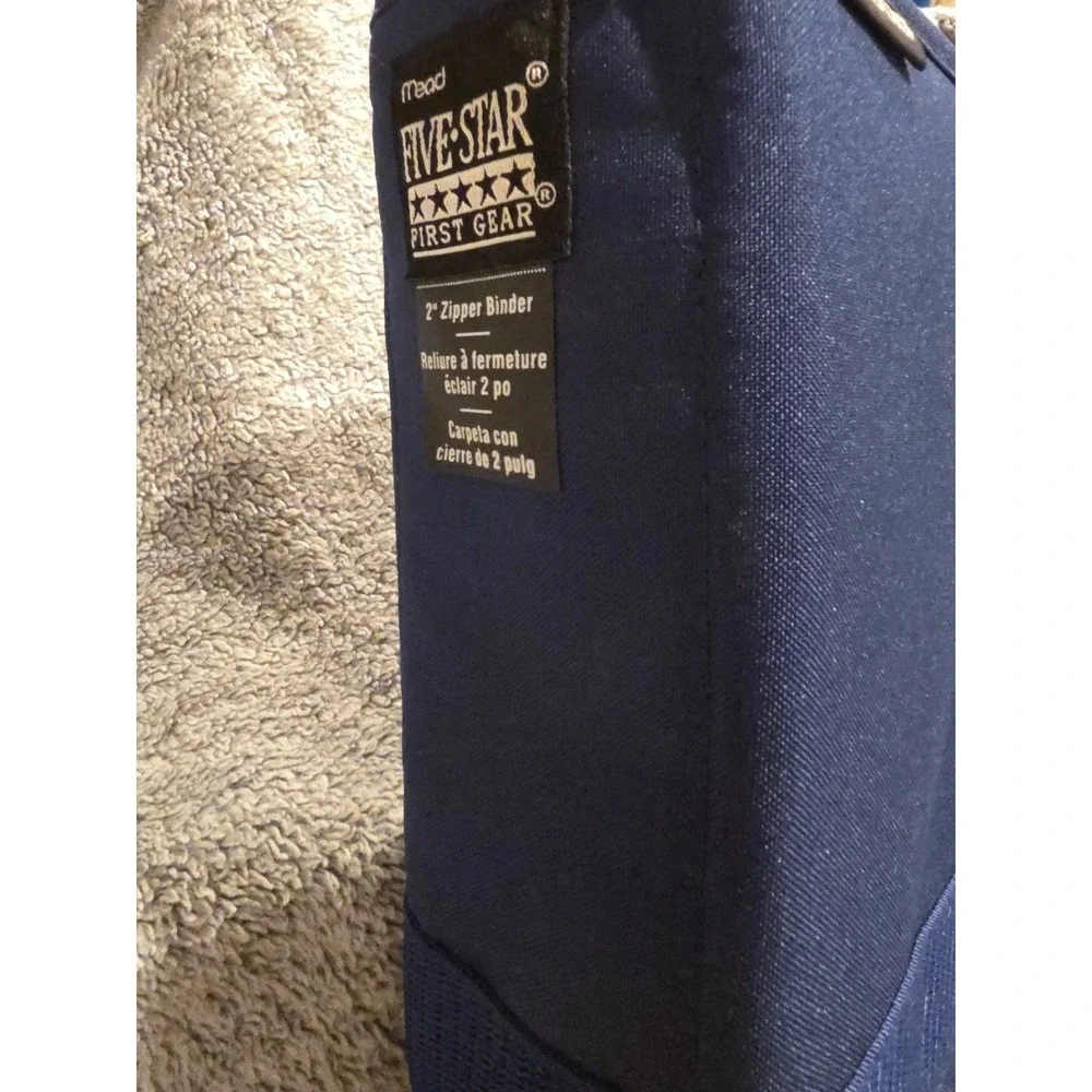 Vintage 1990s Mead Five Star Navy Blue 3‎ Ring First Gear Zipper Binder